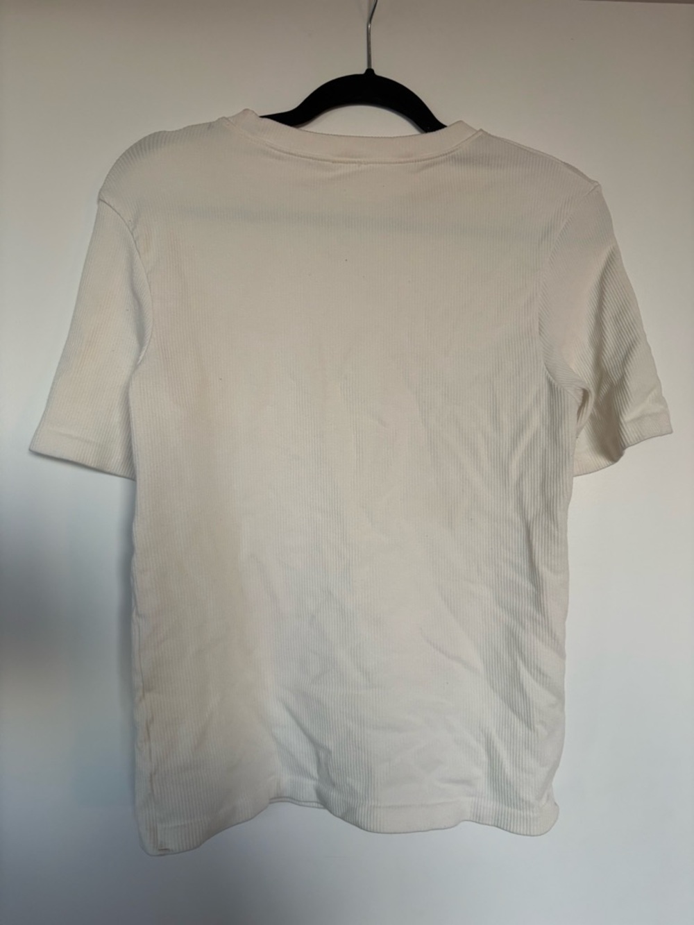 Cream Short Sleeve Ribbed Tee - Picture 3 of 3